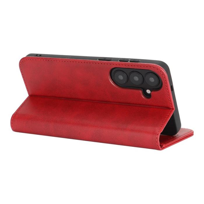 OEM - Mobilskal för Samsung Galaxy S26 Konstläder Magnetiskt - Röd