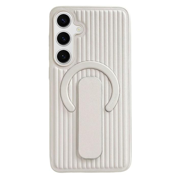 OEM - Mobilskal för Samsung Galaxy S26 Plus Magnetiskt Kickstand PU + PC - Vit