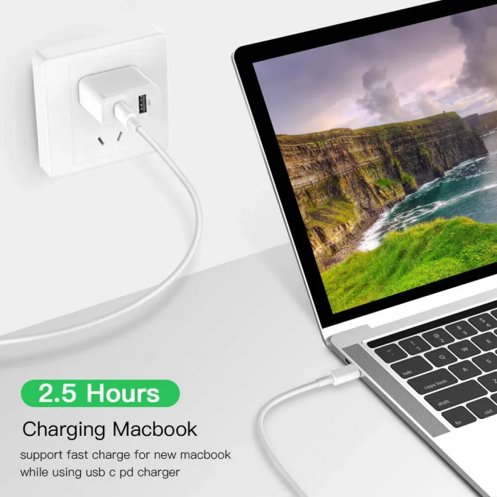 SiGN - SiGN USB-C till USB-C Kablar 60W 2m - Vit