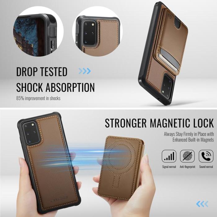 OEM - JEEHOOD Mobilskal till Samsung Galaxy S20 Plus Konstläder - Brun