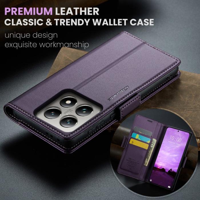 Caseme - CASEME Xiaomi 14T Pro Plånboksfodral Konstläder RFID-Skydd Lila