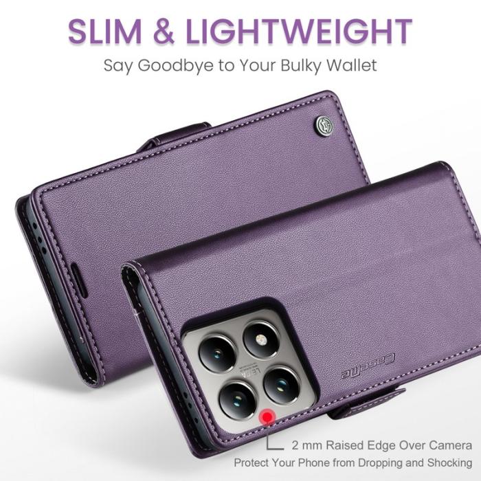 Caseme - CASEME Xiaomi 14T Pro Plånboksfodral Konstläder RFID-Skydd Lila
