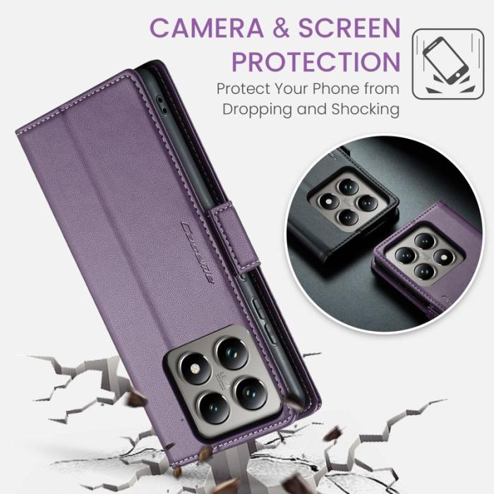 Caseme - CASEME Xiaomi 14T Pro Plånboksfodral Konstläder RFID-Skydd Lila