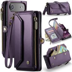 Caseme - CASEME iPhone Air Pl&aring;nboksfodral Konstl&auml;der med Dragkedja - Lila