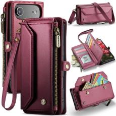 Caseme - CASEME iPhone Air Pl&aring;nboksfodral Konstl&auml;der med Dragkedja R&ouml;d