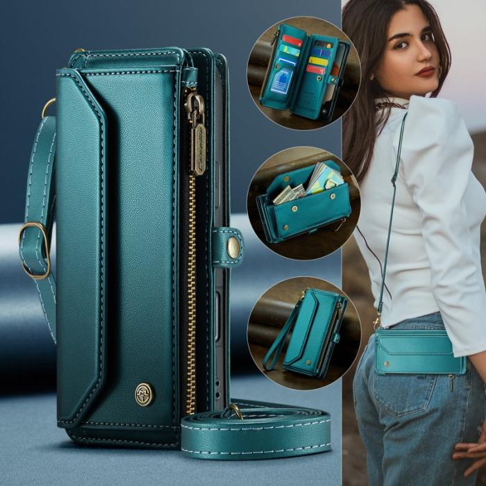 Caseme - CASEME iPhone Air Plånboksfodral Konstläder med Dragkedja - Grön