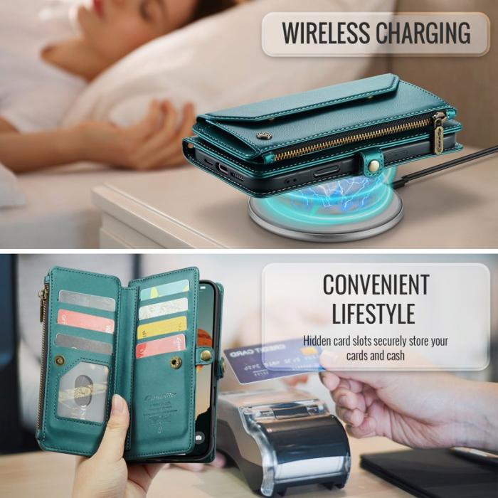 Caseme - CASEME iPhone Air Plånboksfodral Konstläder med Dragkedja - Grön
