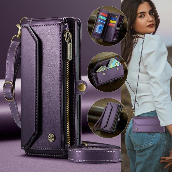 Caseme - CASEME iPhone Air Plånboksfodral Konstläder med Dragkedja - Lila