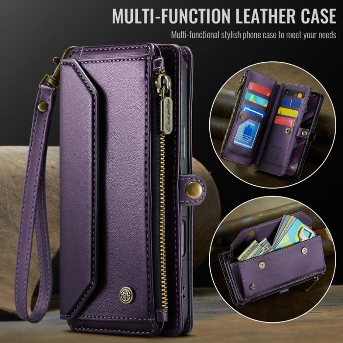 Caseme - CASEME iPhone Air Plånboksfodral Konstläder med Dragkedja - Lila