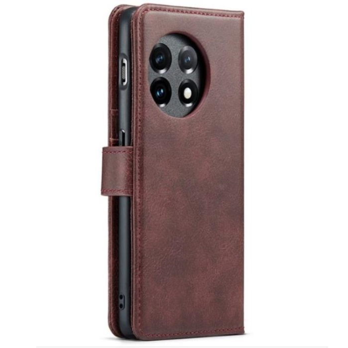 DG.MING - DG.MING OnePlus 11 Plånboksfodral Äkta Läder 2-i-1 - Röd