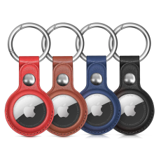 OEM - [4-Pack] AirTag Skal PU Läder - Svart/Brun/Blå/Röd