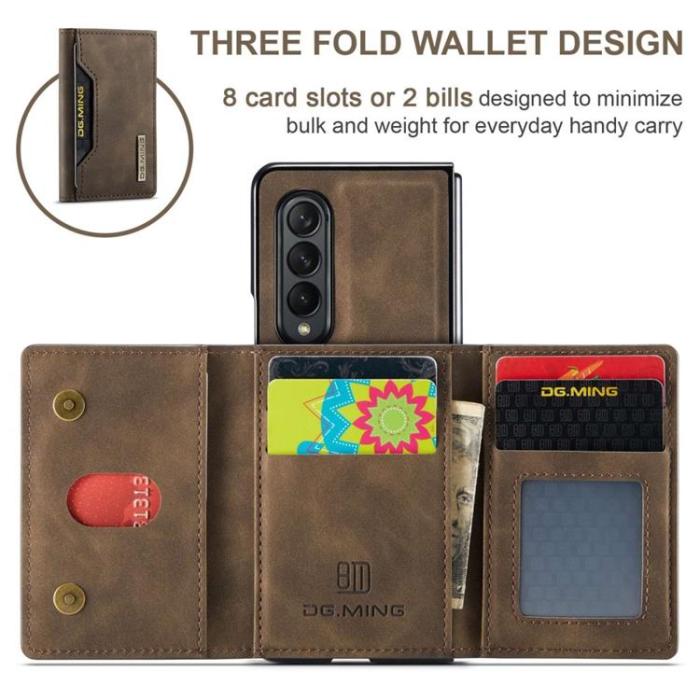 DG.MING - DG.MING Galaxy Z Fold 3 Plånboksfodral M2 Magnetic Kickstand - Coffee