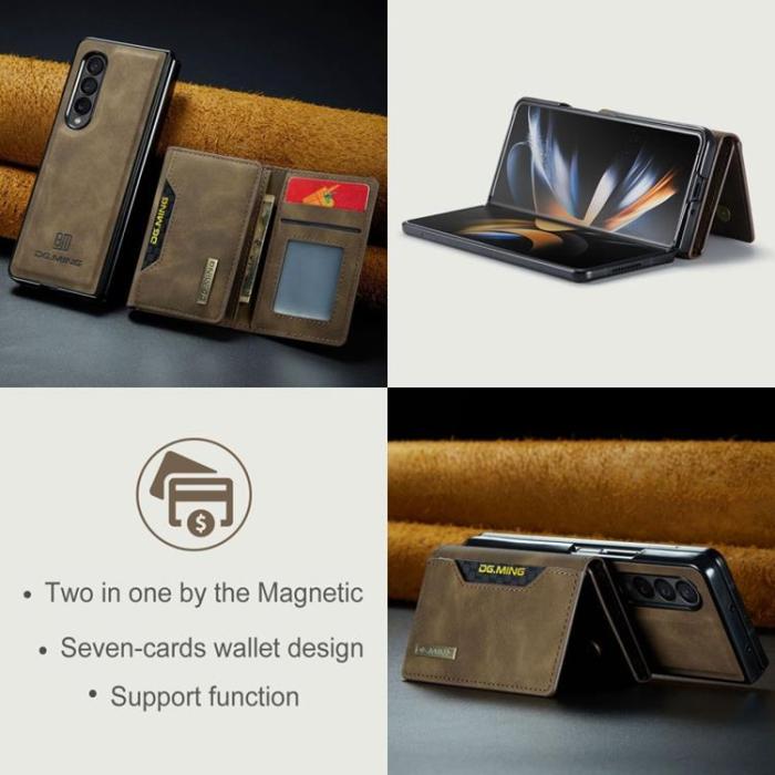 DG.MING - DG.MING Galaxy Z Fold 3 Plånboksfodral M2 Magnetic Kickstand - Coffee