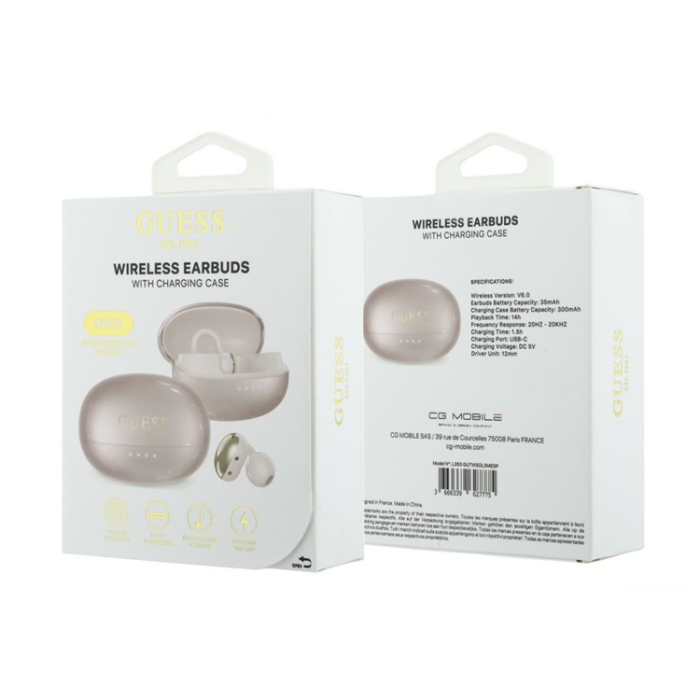 Guess - Guess Trådlös Hörlurar In-Ear Metalic Classic Logo - Rosa
