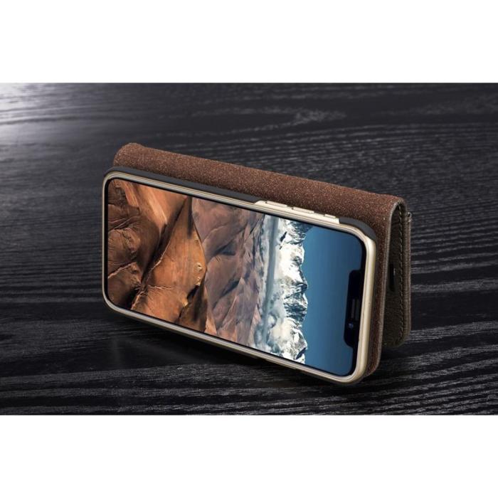 DG.MING - DG.MING iPhone X/XS Plånboksfodral i Grått - Stötsäker Äkta Läder