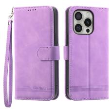 DIERFENG - DIERFENG DF-03 iPhone 16 Pro Pl&aring;nboksfodral Konstl&auml;der - Lila