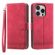 DIERFENG - DIERFENG DF-03 iPhone 16 Pro Pl&aring;nboksfodral Konstl&auml;der - R&ouml;d