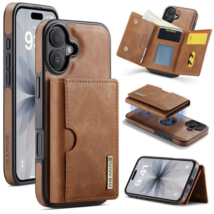 DG.MING - DG.MING M6 Series Mobilskal till iPhone 17 Magnetiskt Plånboksfodral Brun