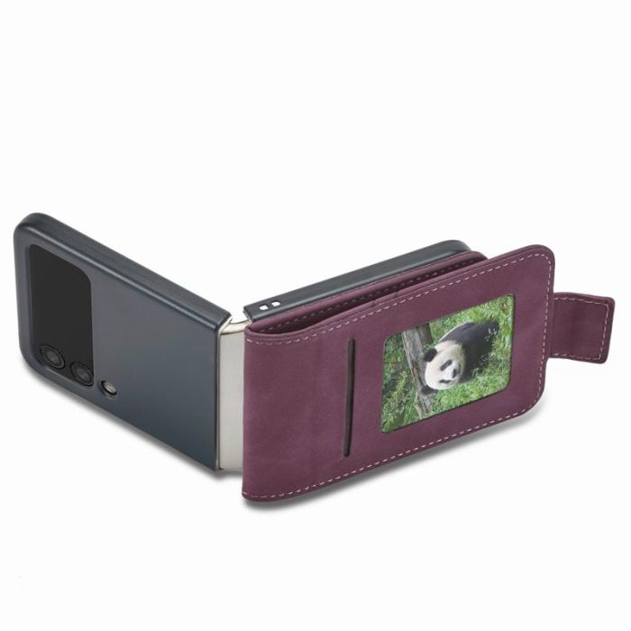 FORWENW - FORWENW F3-Series Samsung Galaxy Z Flip3 Fodral KonstLäder - Vinröd