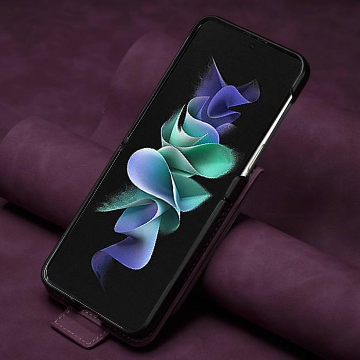 FORWENW - FORWENW F3-Series Samsung Galaxy Z Flip3 Fodral KonstLäder - Vinröd