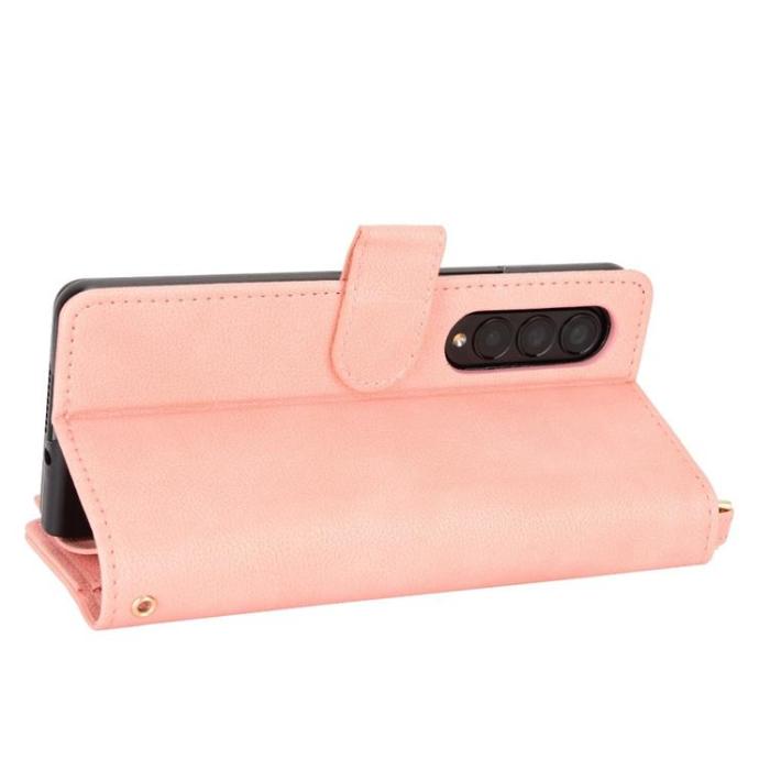 A-One Brand - Galaxy Z Fold 4 Plånboksfodral Zipper Magnetic - Rosa