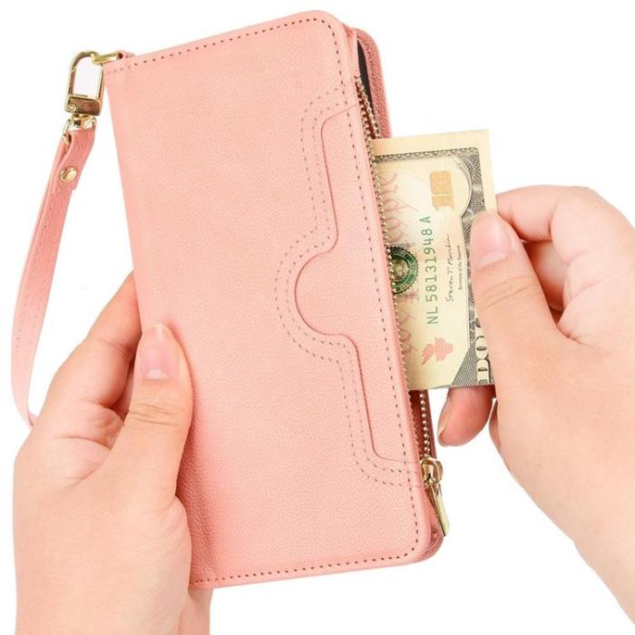 A-One Brand - Galaxy Z Fold 4 Plånboksfodral Zipper Magnetic - Rosa