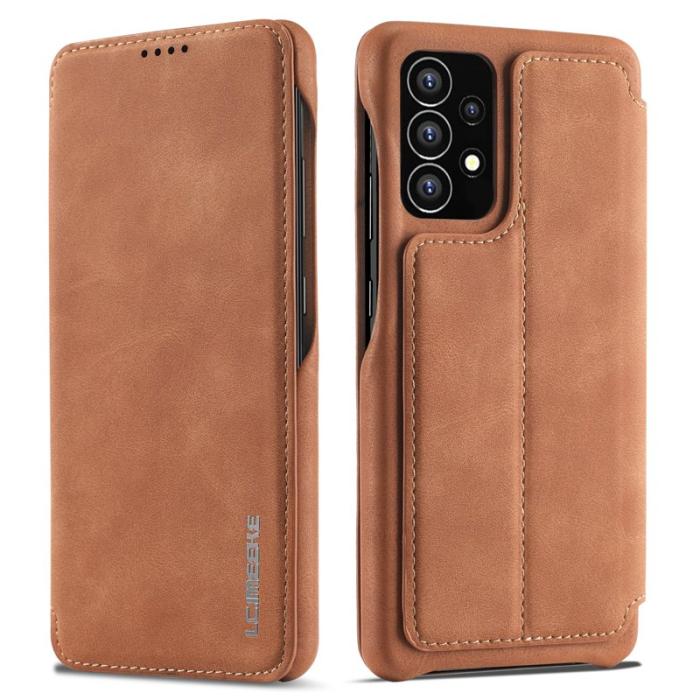 LC.imeeke - LC.IMEEKE Foldable Fodral KonstLäder för Samsung Galaxy A53 - Brun