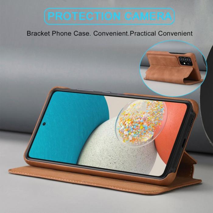 LC.imeeke - LC.IMEEKE Foldable Fodral KonstLäder för Samsung Galaxy A53 - Brun