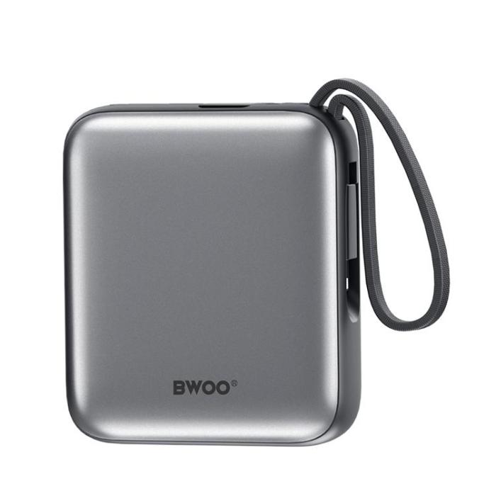 BWOO - BWOO Powerbank 10000mAh 22.5W med Inbyggda Kablar - Svart