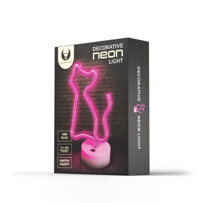 Forever Light - Forever Light LED Neon Light CAT På Ett Stativ FSNE02 - Rosa