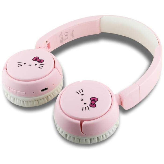 Hello Kitty - Hello Kitty On-Ear Hörlurar Trådlösa Bluetooth Face Logo - Rosa