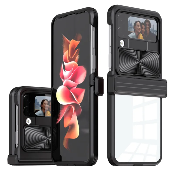 OEM - Galaxy Z Flip 4 Mobilskal 360 Kamera Slider - Svart