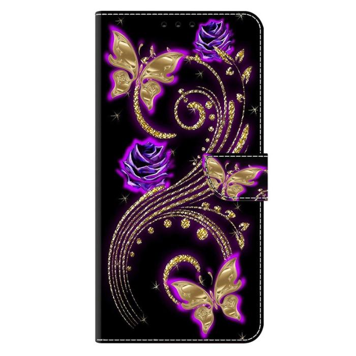 OEM - Samsung Galaxy S26 Fodral 3D Mönster PU Läder - Lila Blommor