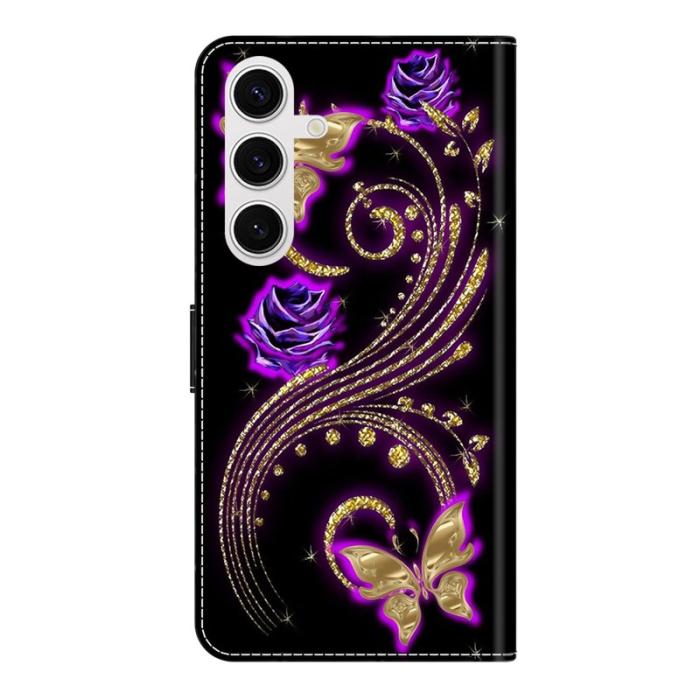 OEM - Samsung Galaxy S26 Fodral 3D Mönster PU Läder - Lila Blommor
