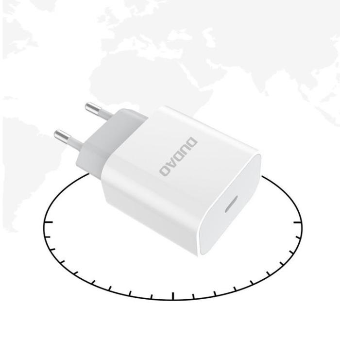 Dudao - Dudao Quick EU Väggladdare Lightning Kabel USB Type-C 18W - Vit