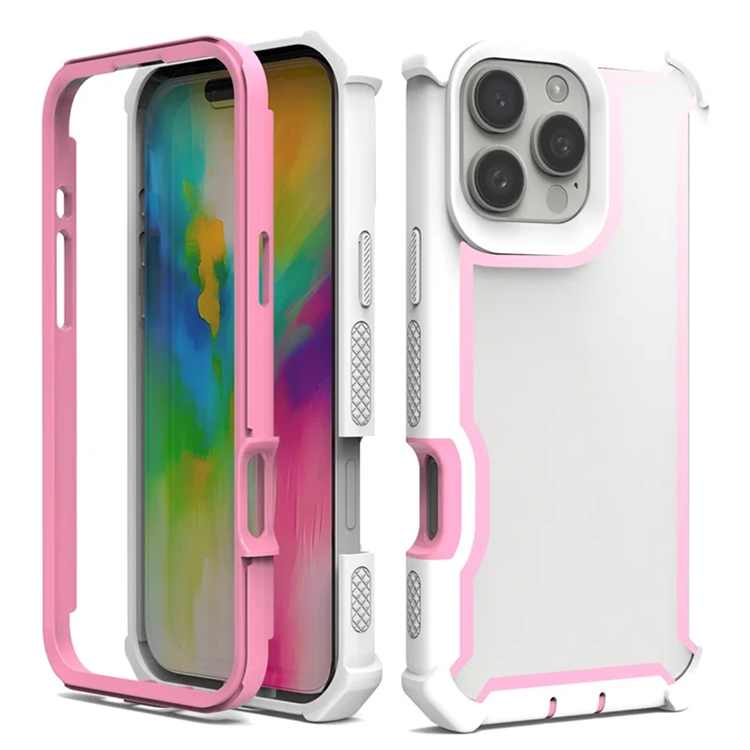iPhone 16 Pro Mobilskal TPU + PC Shockproof - Vit/Rosa | 2353 | AlltMobil