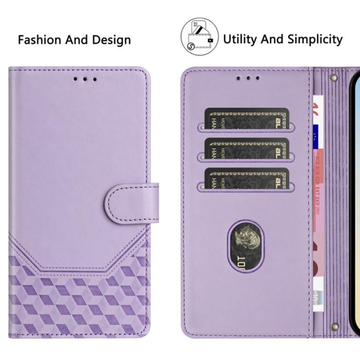 OEM - Samsung Galaxy S26 Ultra Skal Impräntad Honungskaka Äkta Läder - Ljuslila