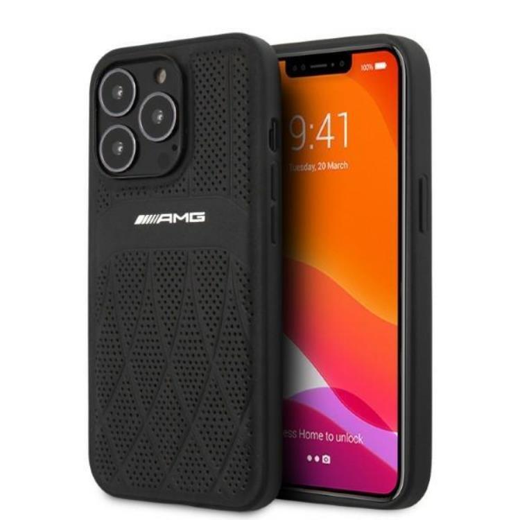 AMG iPhone 13 Pro Max Mobilskal Läder Curved Lines - Svart | 2353 | AlltMobil