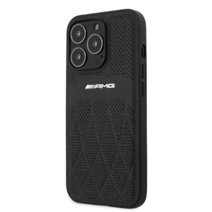 Mercedes - AMG iPhone 13 Pro Max Mobilskal Läder Curved Lines - Svart