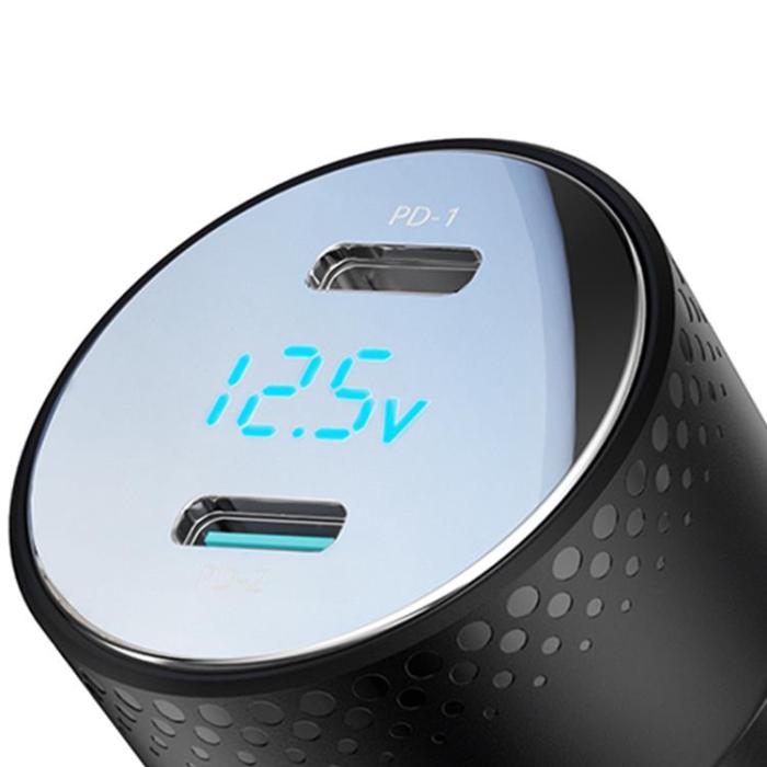 Joyroom - Joyroom Billaddare 70W 2x USB-C Med LED - Svart