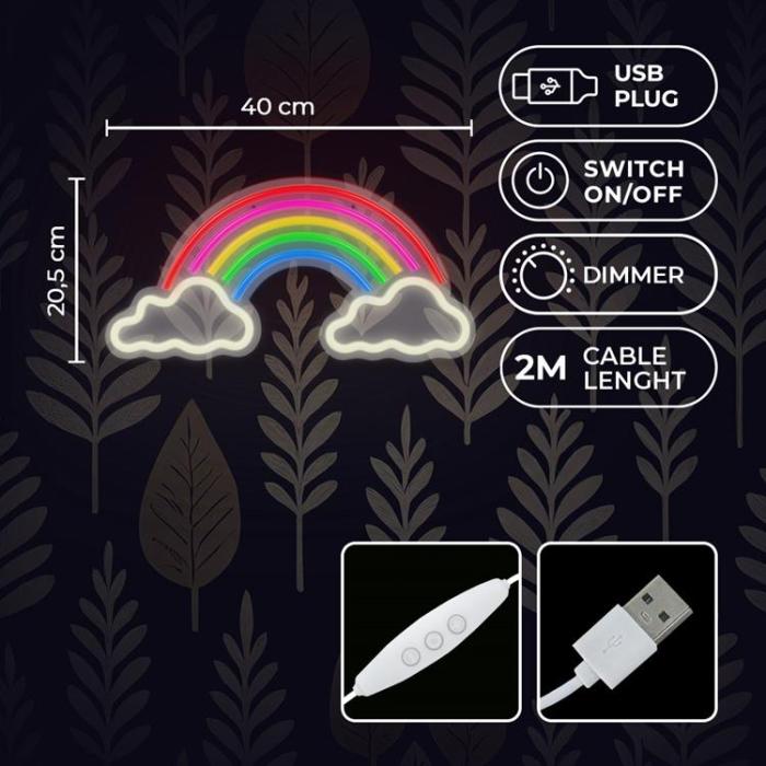 Forever Light - Forever Light LED Neon PLEXI RAINBOW ON CLOUDS - Flerfärgad