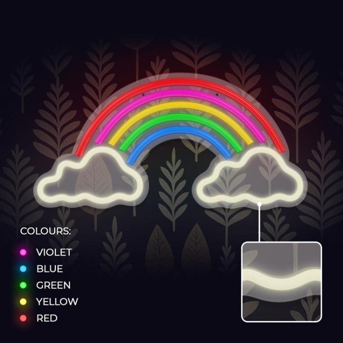 Forever Light - Forever Light LED Neon PLEXI RAINBOW ON CLOUDS - Flerfärgad