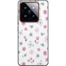 Gustaf - Mobilskal till Xiaomi 14 Pro med Blommor och fj&auml;rillar