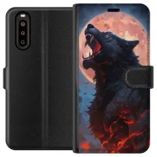 Gustaf - Pl&aring;nboksfodral till Sony Xperia 10 II med Ylande varg