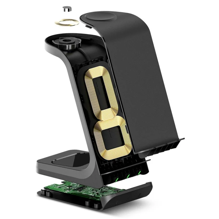 Tech-Protect - 3-in-1 Trådlös laddare iPhone, Apple Watch, AirPods AK03 - Svart
