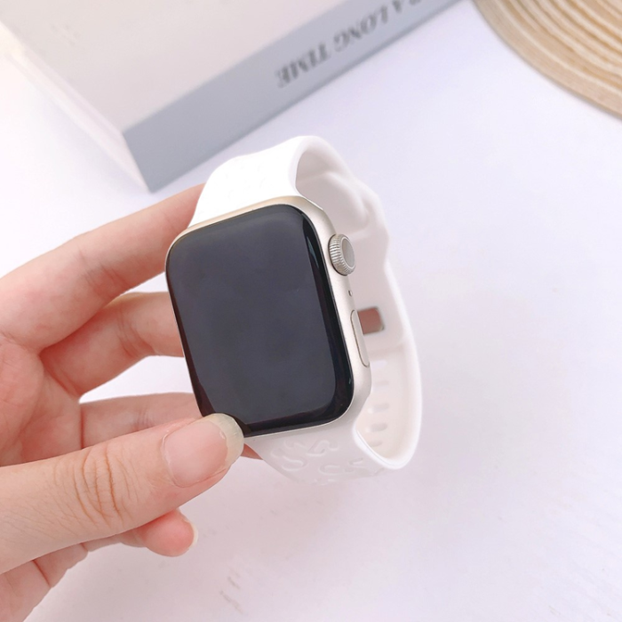 A-One Brand - Apple Watch (38/40/41mm) Armband Leopard Texture - Vit