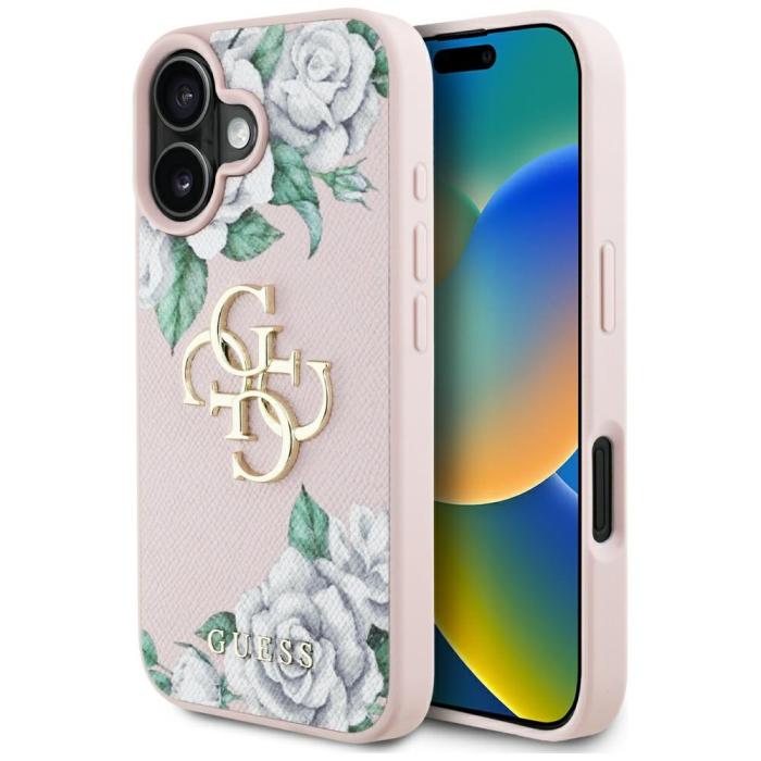 Guess - Guess iPhone 16 Mobilskal Grained Roses Big 4G logo - Rosa