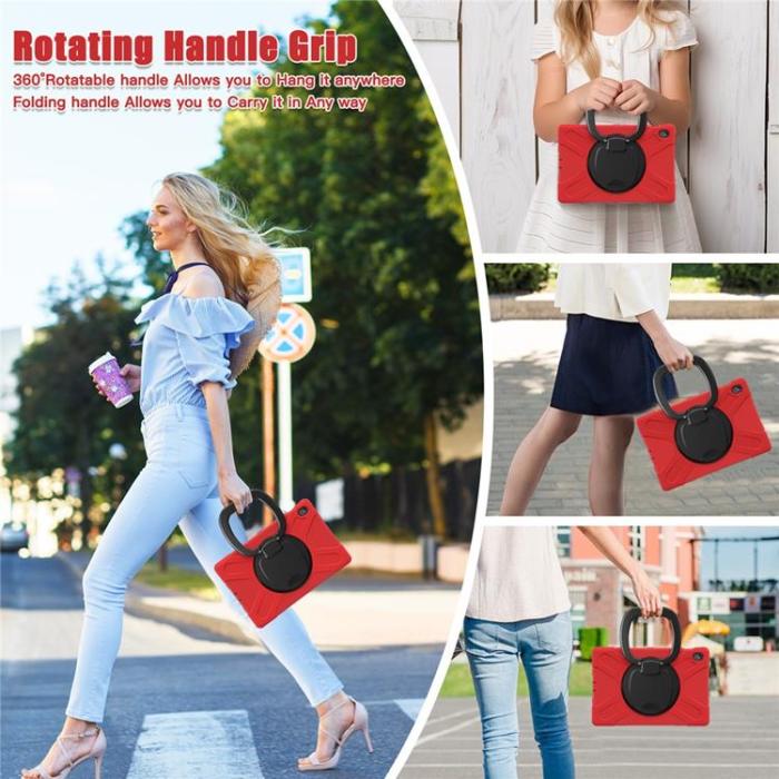 A-One Brand - Galaxy Tab S10 FE Plus Skal Kickstand Handle Grip - Röd