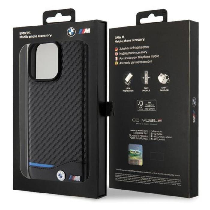 BMW - BMW iPhone 15 Pro Mobilskal Läder Carbon - Svart