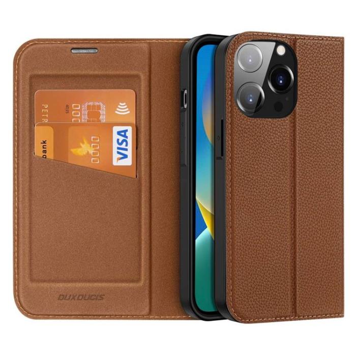 Dux Ducis - Dux Ducis iPhone 14 Pro Max Plånboksfodral Skin X2 - Brun